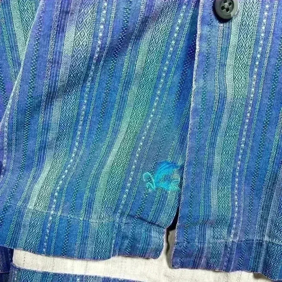 TOMMY BAHAMA 100% Silk Blue Stripe Casual Short Sleeve Button Up Men XL - Picture 6 of 9